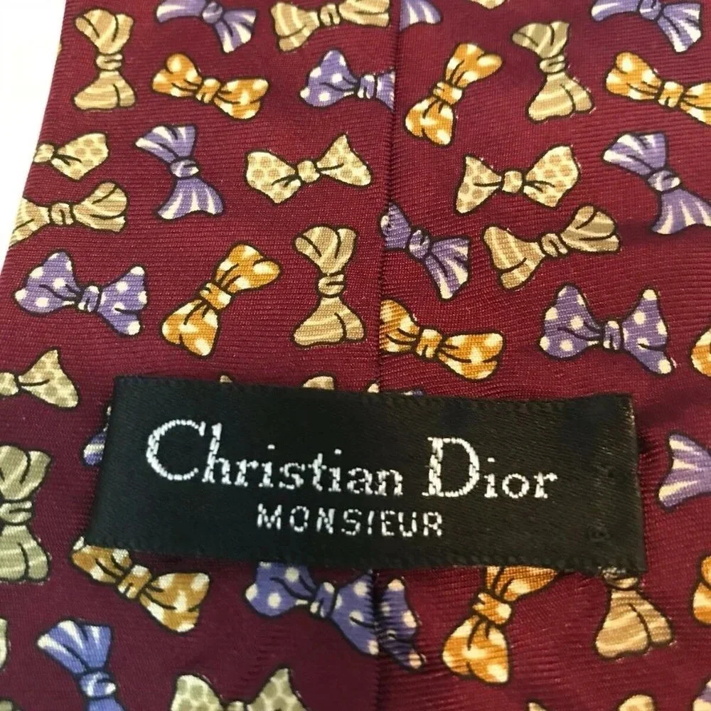 Christian Dior Red Bow Ties Pattern Theme Vintage